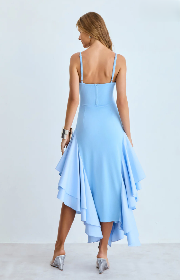 Vestido Midi Barra Assimétrica