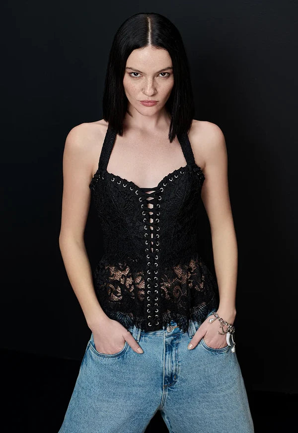 Halter Neck Lace Blouse