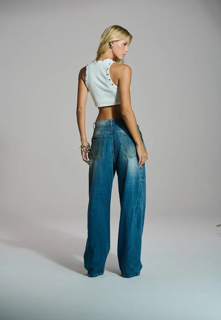 Destroyed Denim Skirt