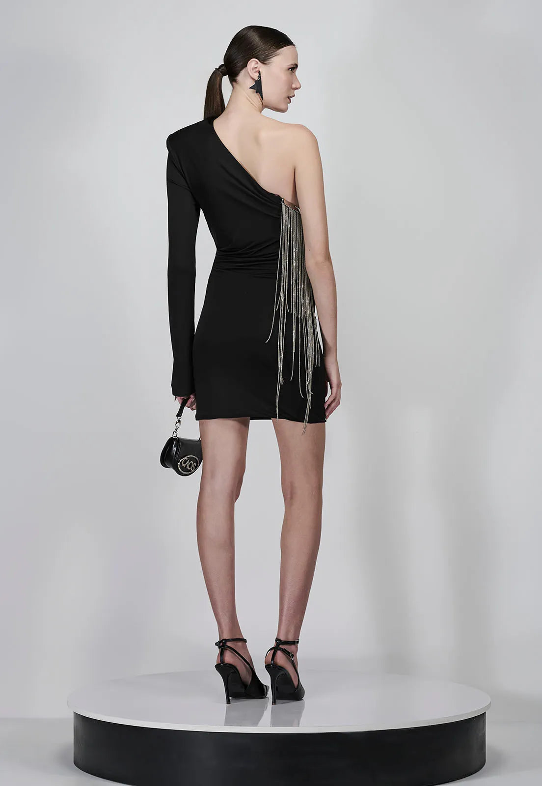 metal fringe dress PLATINUM METAL BRAID FRINGE DRESS CUCCULELLI SHAHEEN