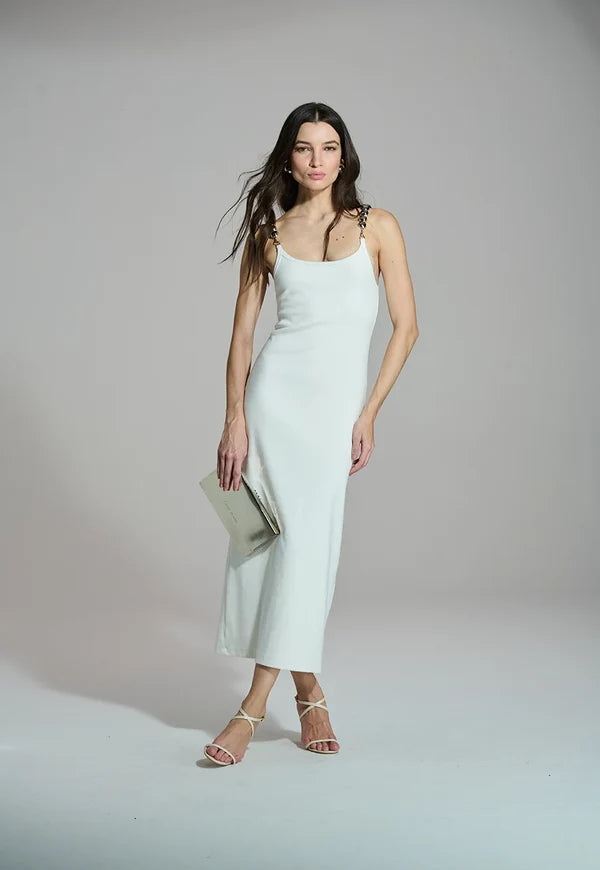 Vestido Midi Alças Metal