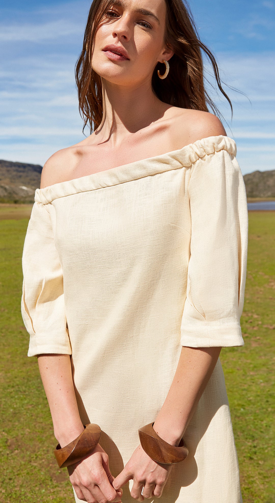 Anne Fernandes Off-the-Shoulder Dress