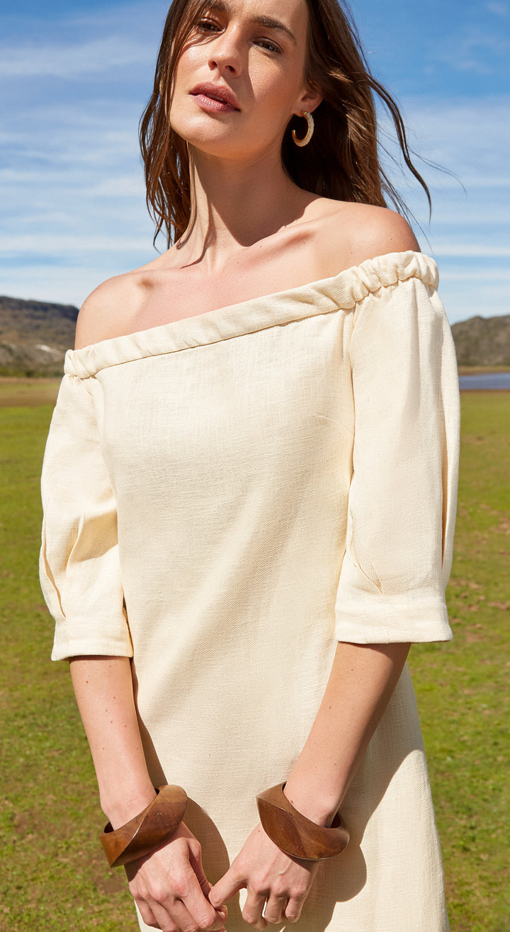 Anne Fernandes Off-the-Shoulder Dress