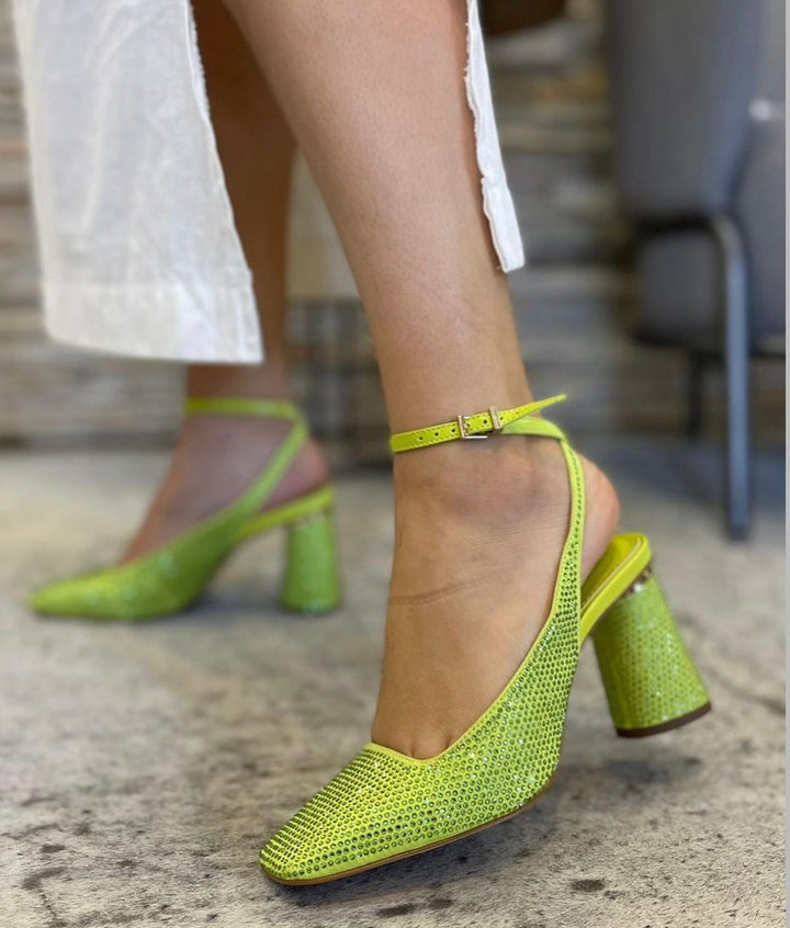 Scarpin Slingback Couro Camurça Hotfix