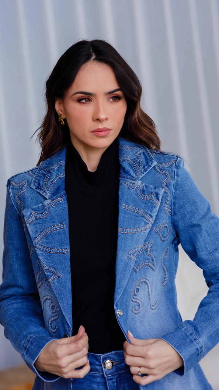 Razzo Embroidered Denim Blazer