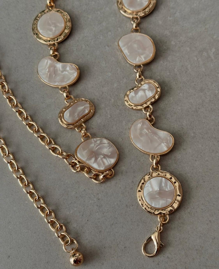 Mother of Pearl Metal Belt
