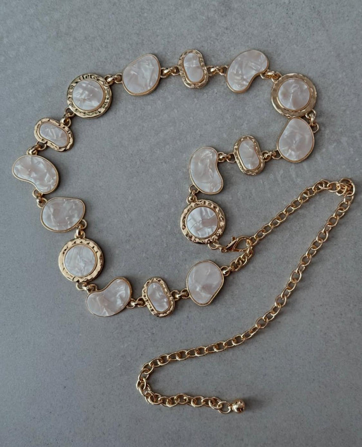 Mother of Pearl Metal Belt