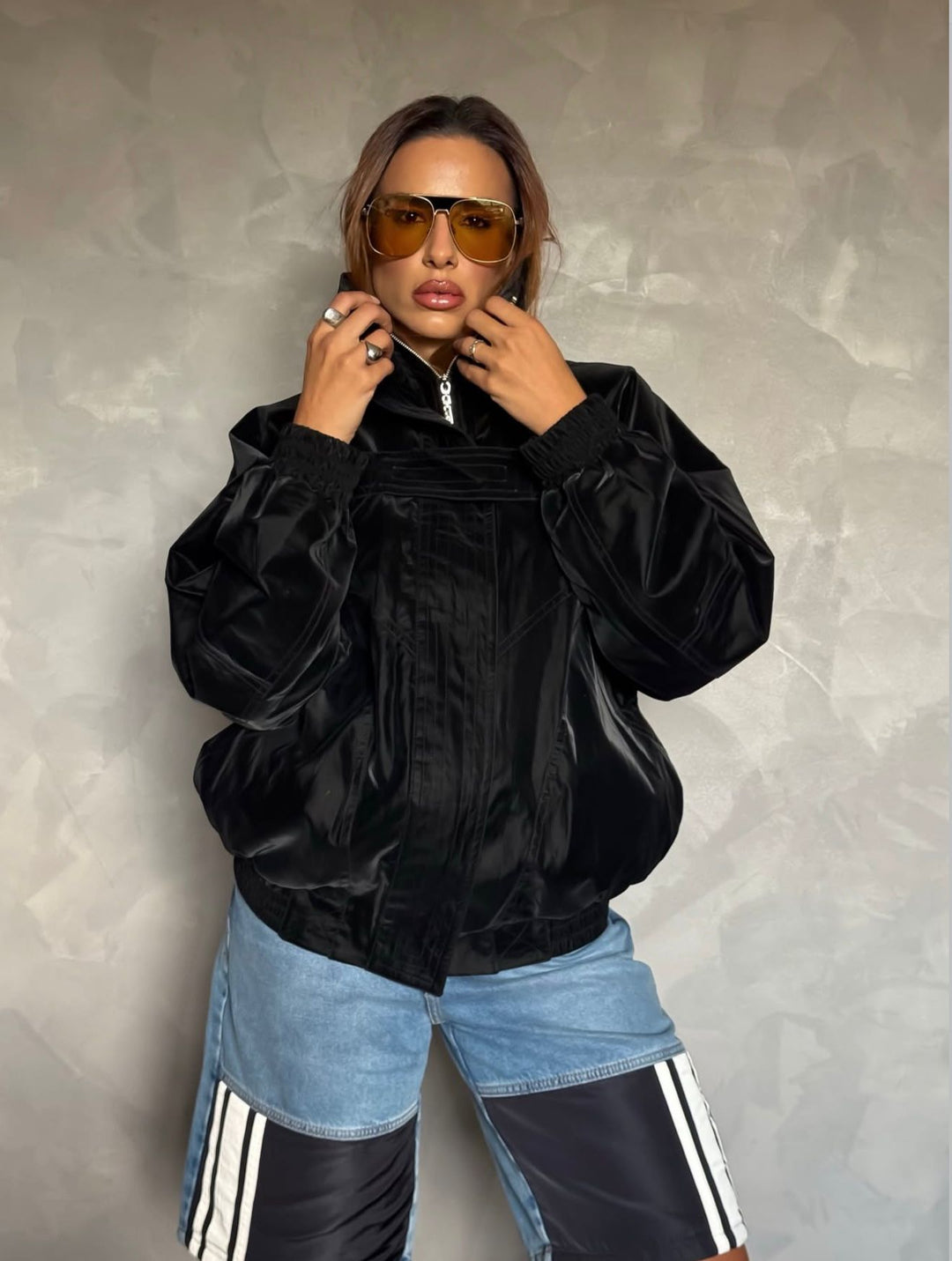 Jaqueta Leather Pespontos