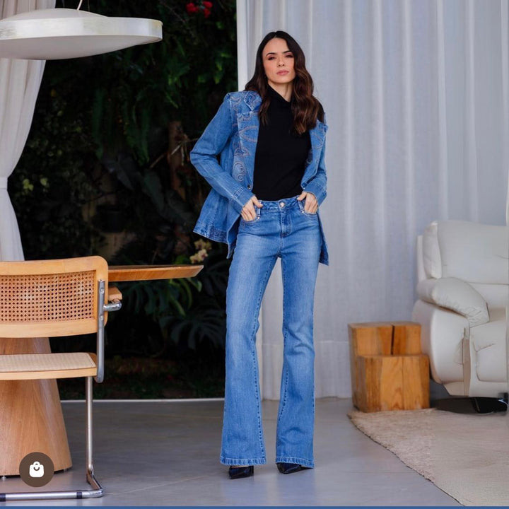 Razzo Embroidered Denim Blazer