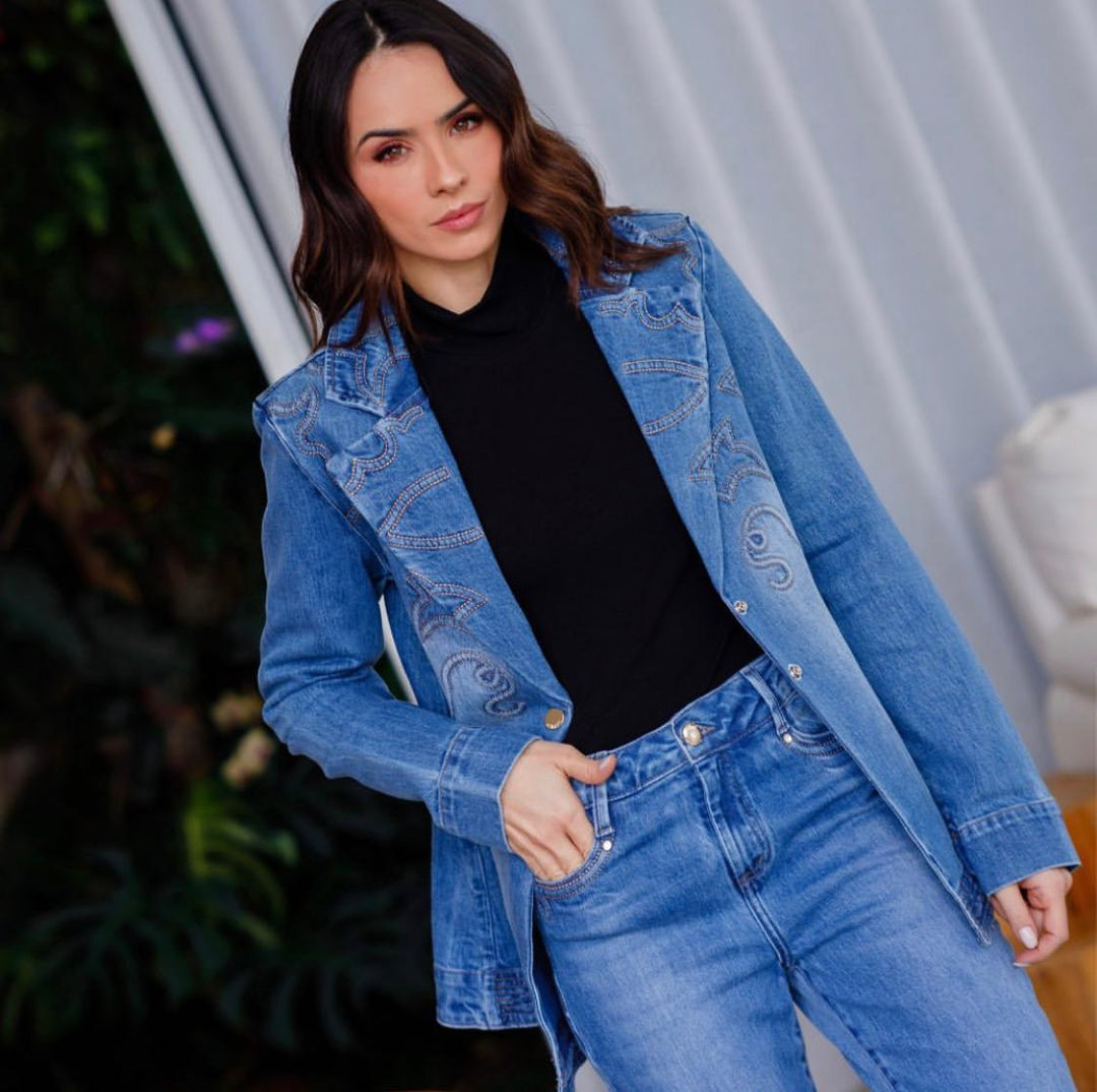 Razzo Embroidered Denim Blazer