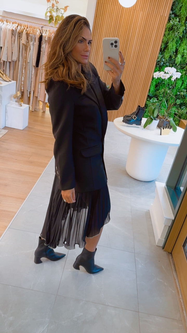 Pleated Dress + Chaos Blazer Set