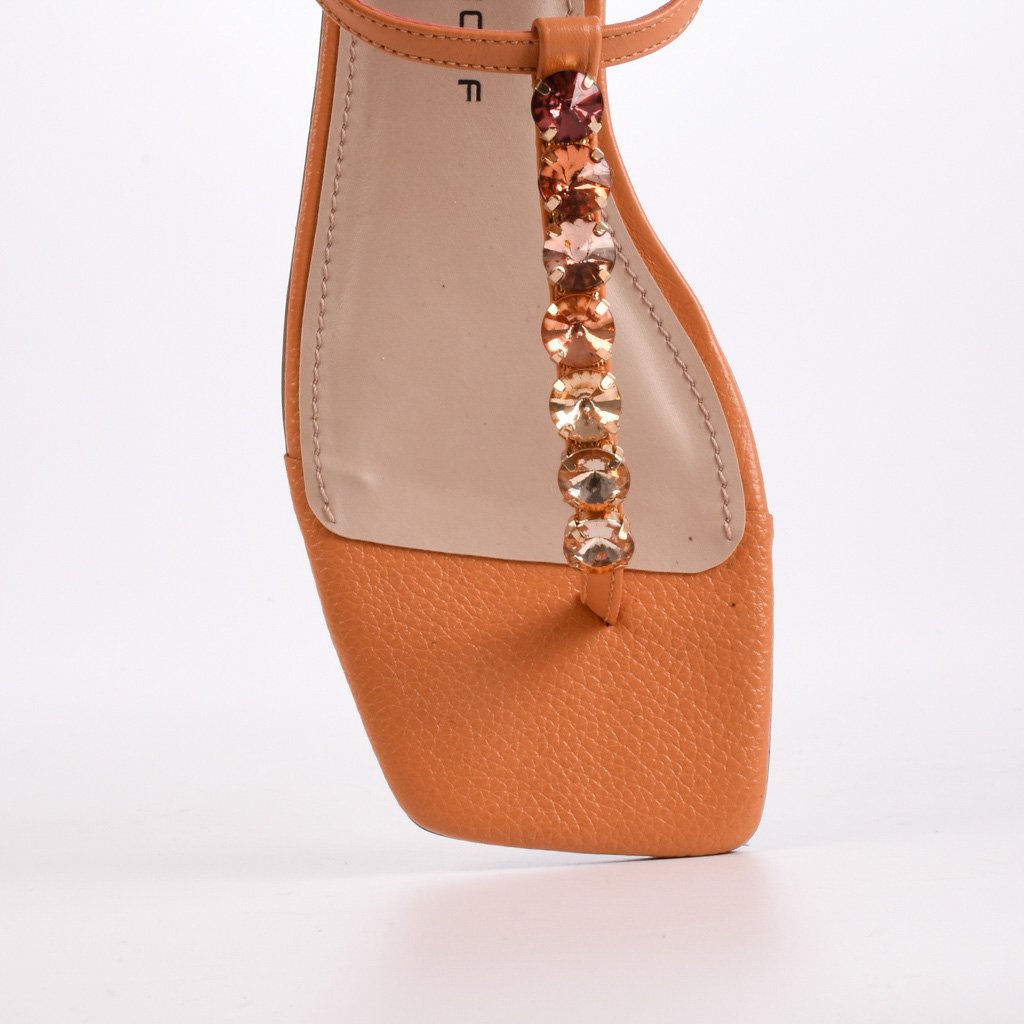 Jorge Bischoff Rhinestone Leather Flat Sandal