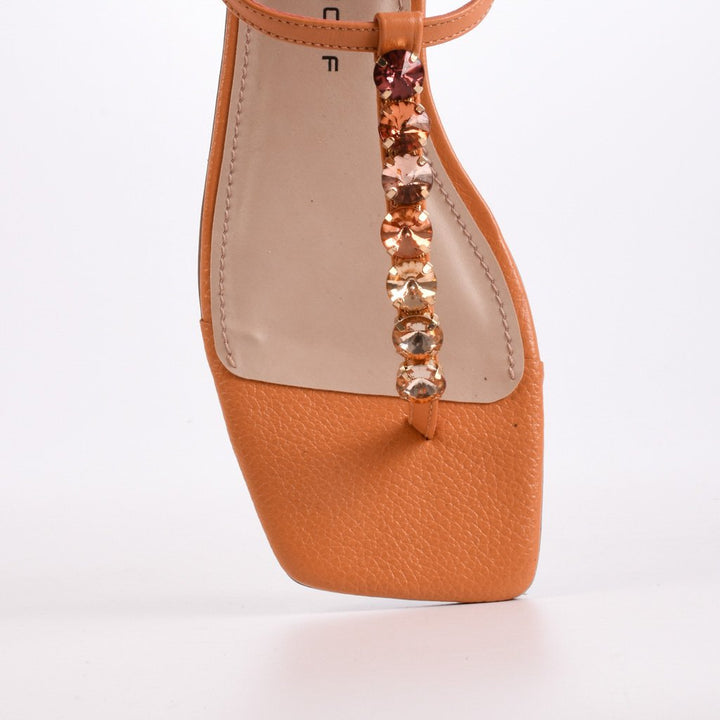 Jorge Bischoff Rhinestone Leather Flat Sandal