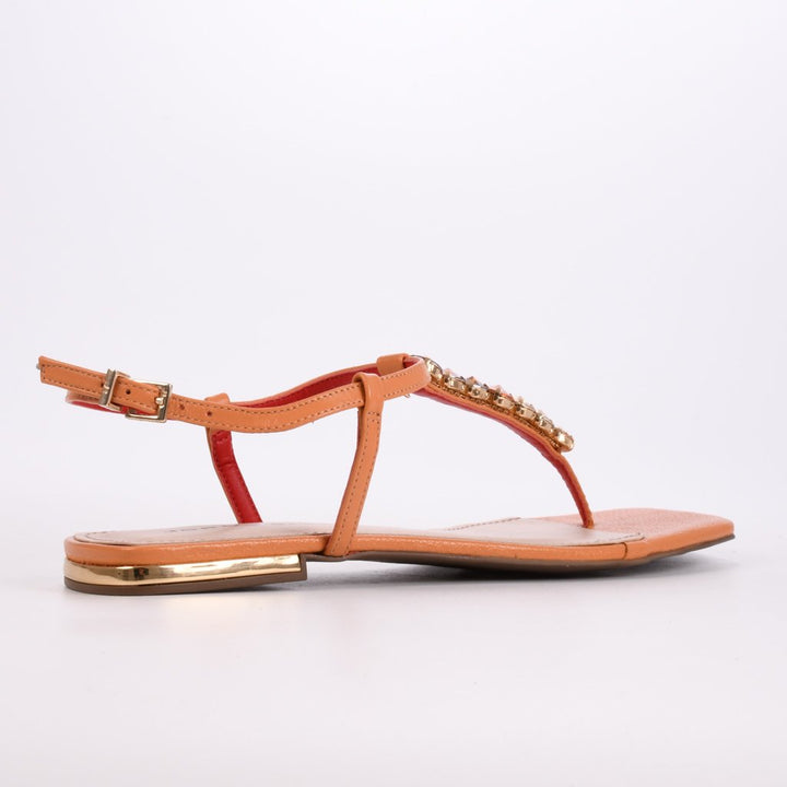 Jorge Bischoff Rhinestone Leather Flat Sandal