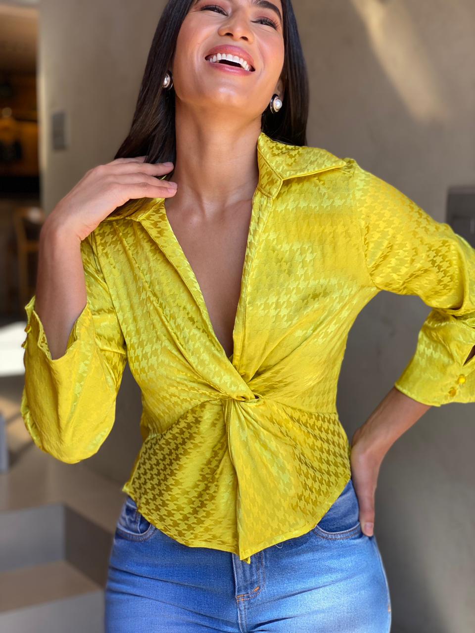 Slit Neckline Sleeve Shirt