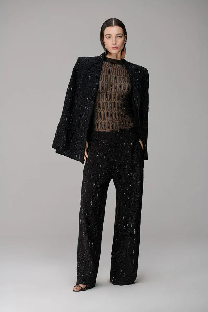 Glamorous Straight-Leg Trousers with Rhinestones