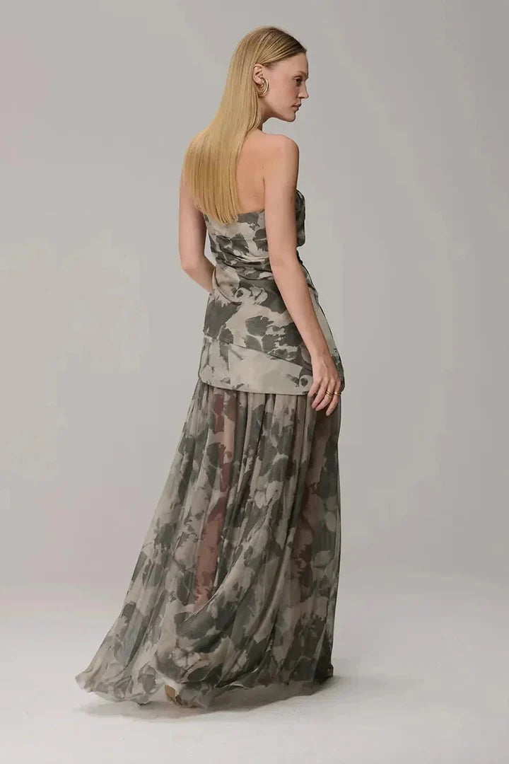 Long Camouflage Overlay Skirt