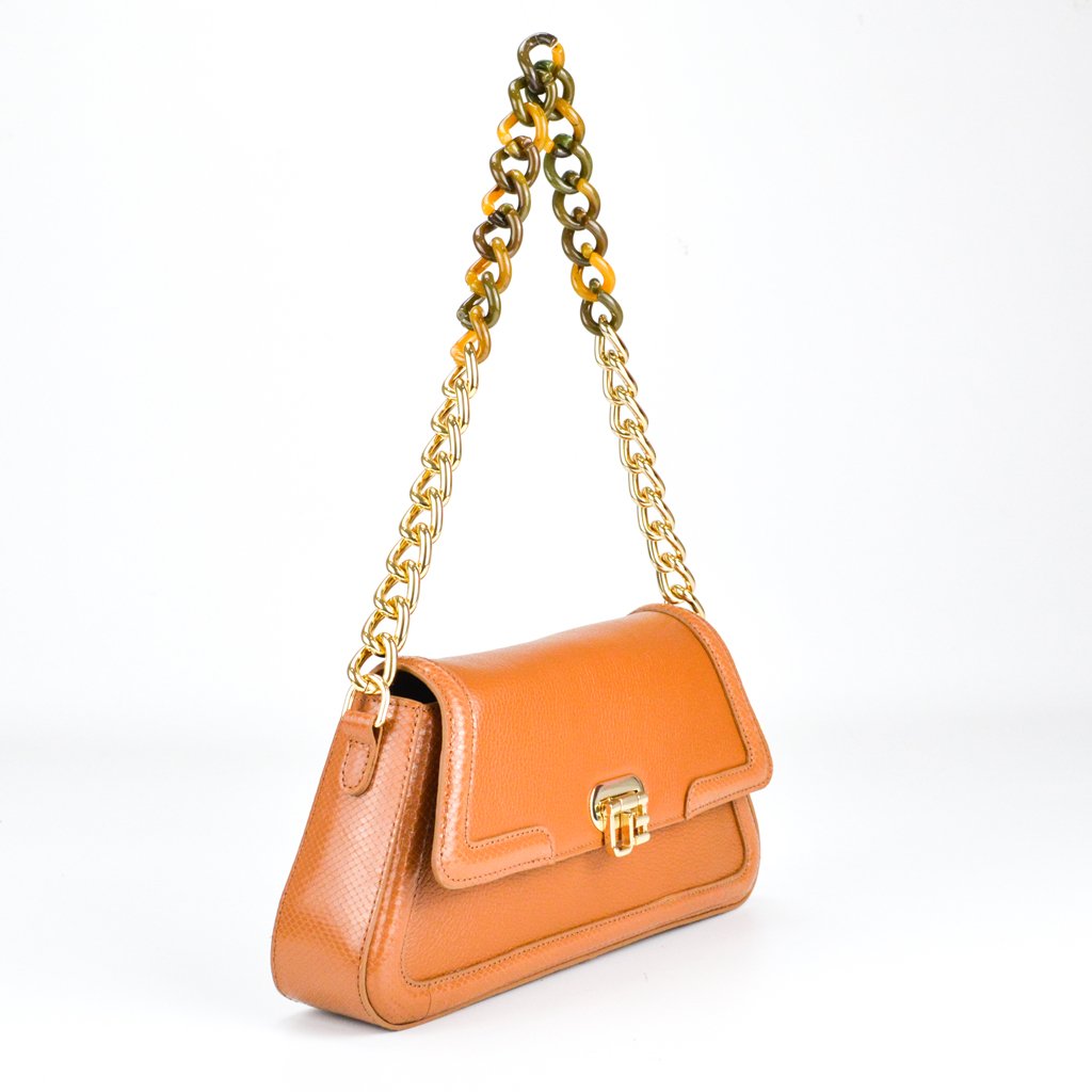 Jorge Bischoff Leather Chain Baguette Bag
