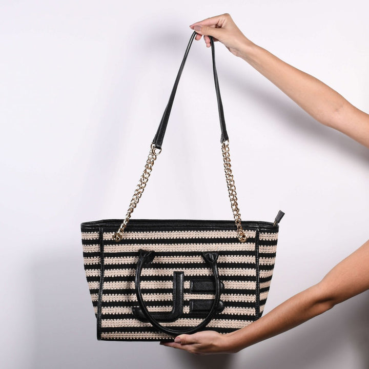 Jorge Bischoff Raffia Leather Shopping Bag
