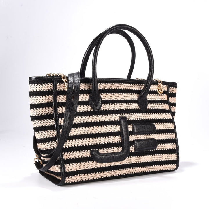Jorge Bischoff Raffia Leather Shopping Bag