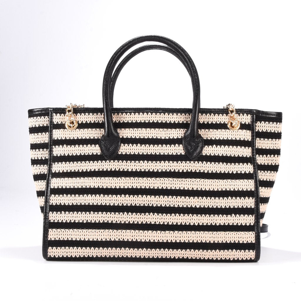 Jorge Bischoff Raffia Leather Shopping Bag