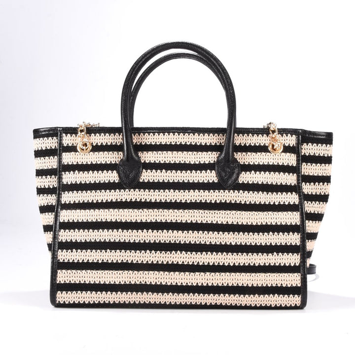 Jorge Bischoff Raffia Leather Shopping Bag