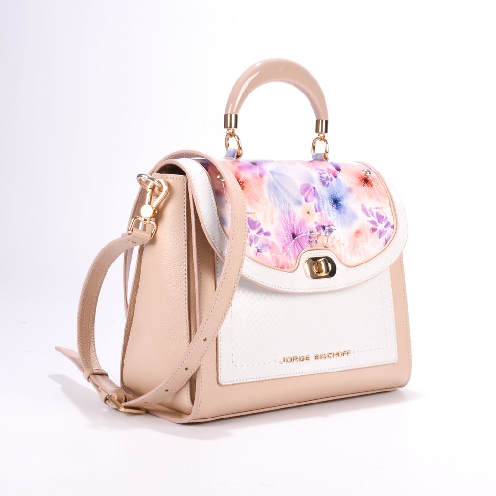 Jorge Bischoff Floral Leather Satchel Bag