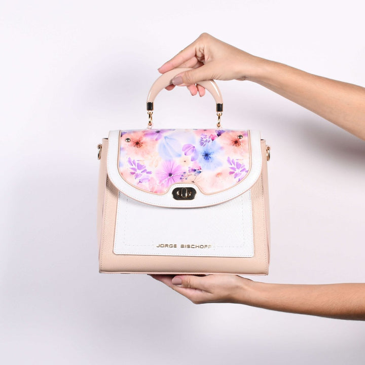 Jorge Bischoff Floral Leather Satchel Bag