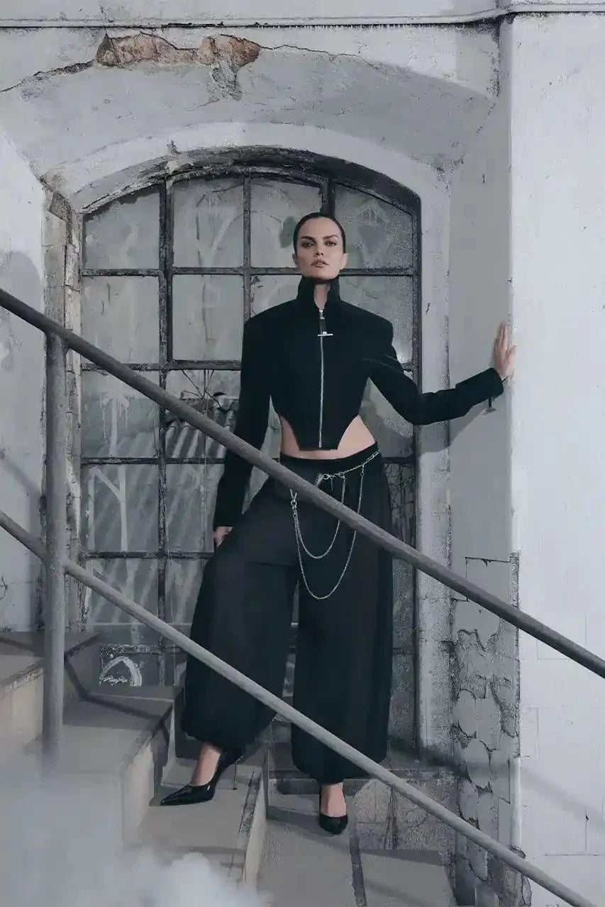 Puffy Leather Waist Trousers