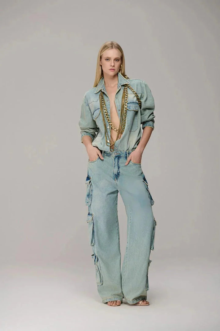 Calça Jeans Cargo Basic