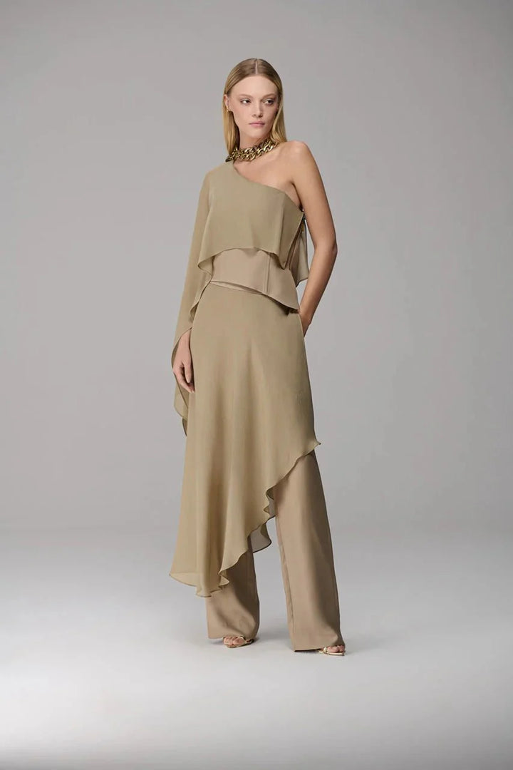 Mixed Fabric Overlay Trousers