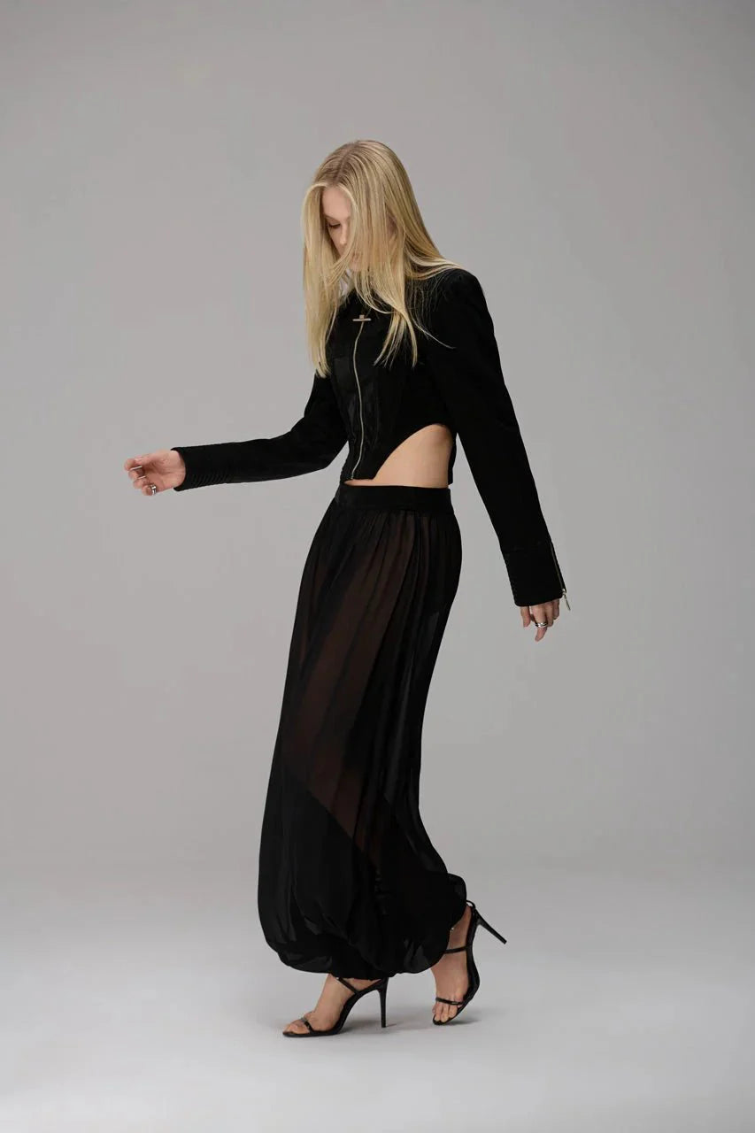Puffy Leather Waist Trousers