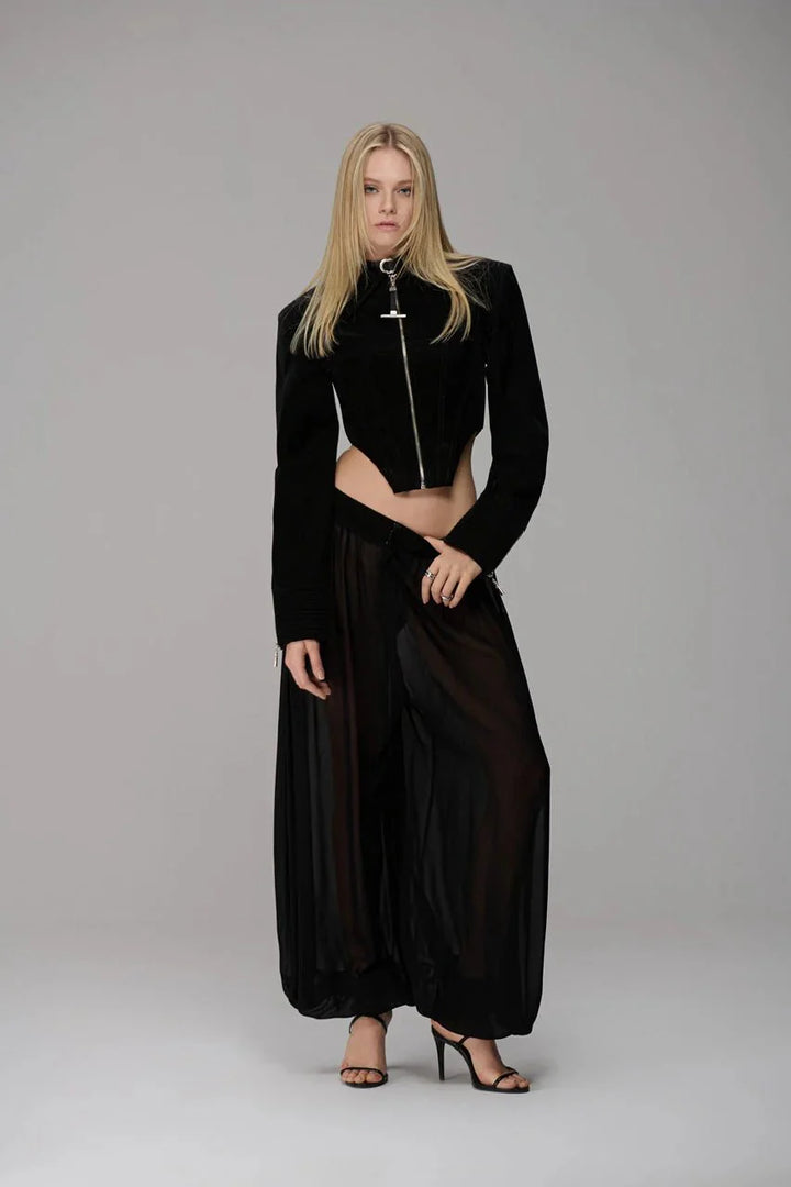 Puffy Leather Waist Trousers