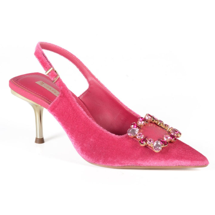 Jorge Bischoff Magenta Rhinestone Velvet Slingback 
