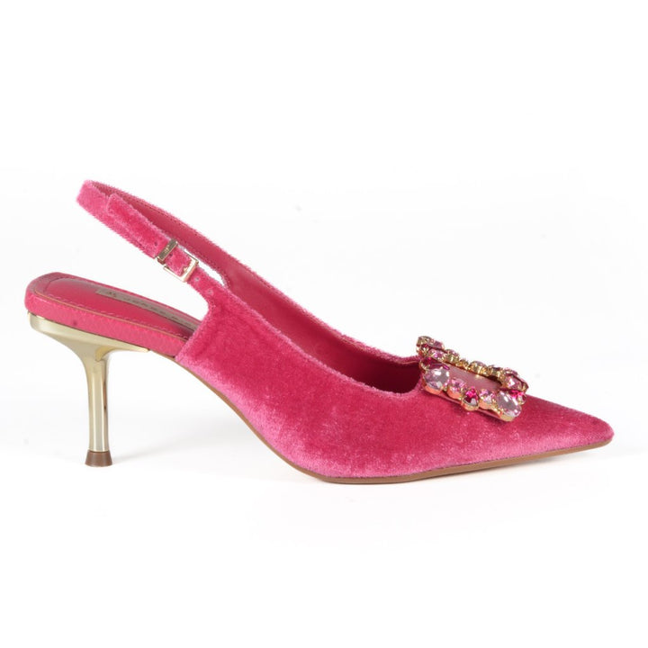 Jorge Bischoff Magenta Rhinestone Velvet Slingback 