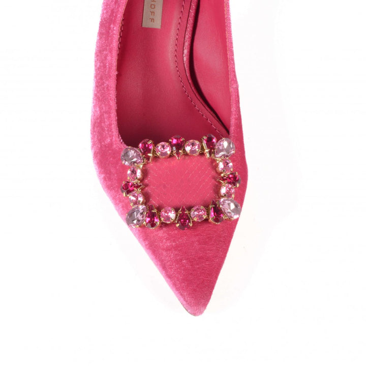 Jorge Bischoff Magenta Rhinestone Velvet Slingback 