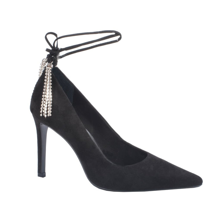 Scarpin Couro Amarração Strass