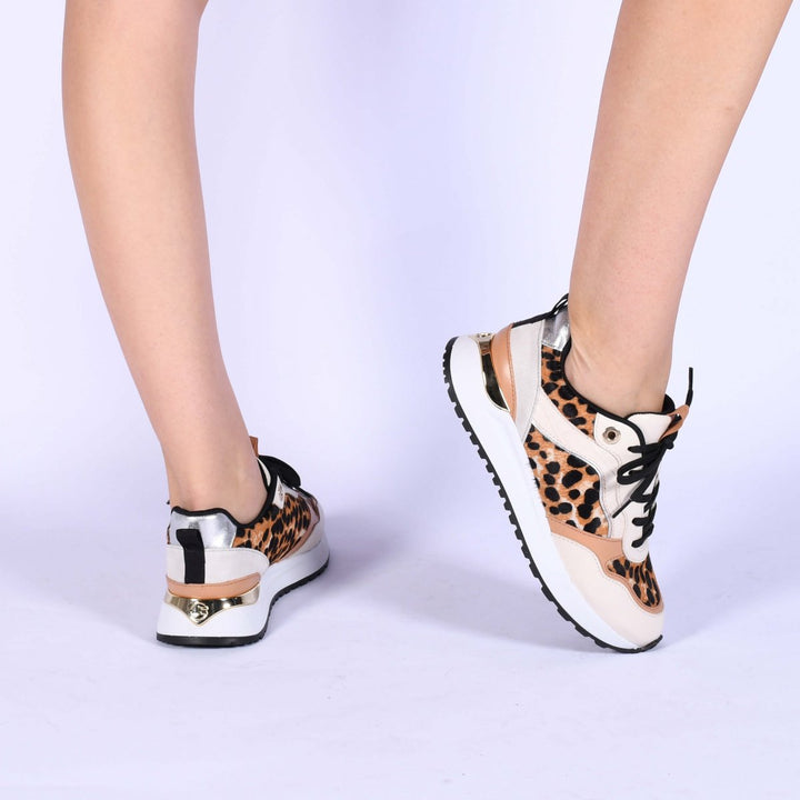 Jorge Bischoff Animal Print Leather Jogger Sneakers