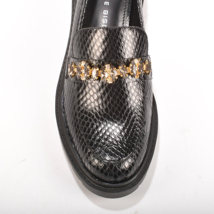 Leather Loafer with Stonework and Tractor