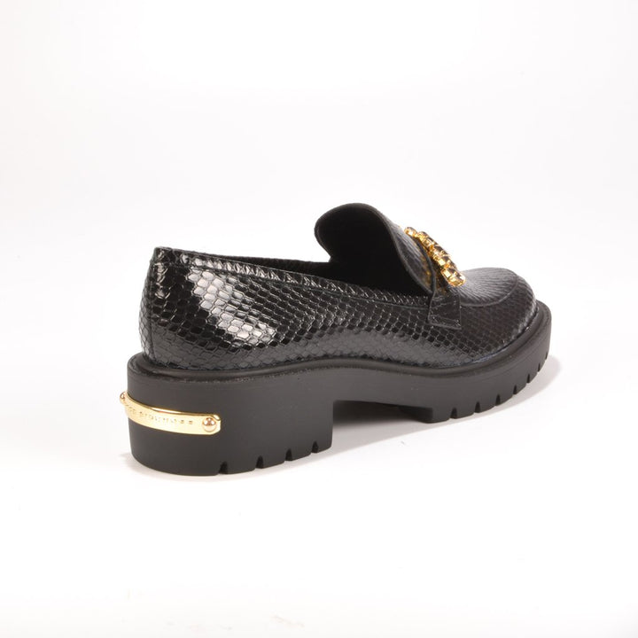 Leather Loafer with Stonework and Tractor