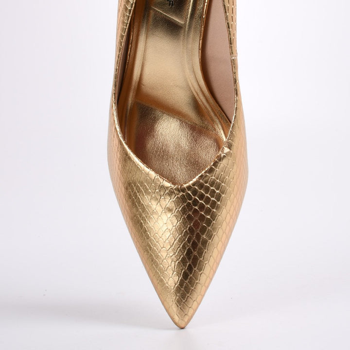 Jorge Bischoff Metallic Leather Medium Heel Pump