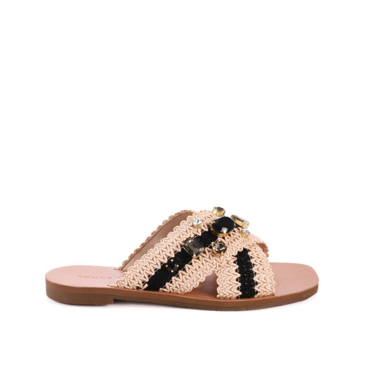 Jorge Bischoff Raffia Stone Flat Sandals