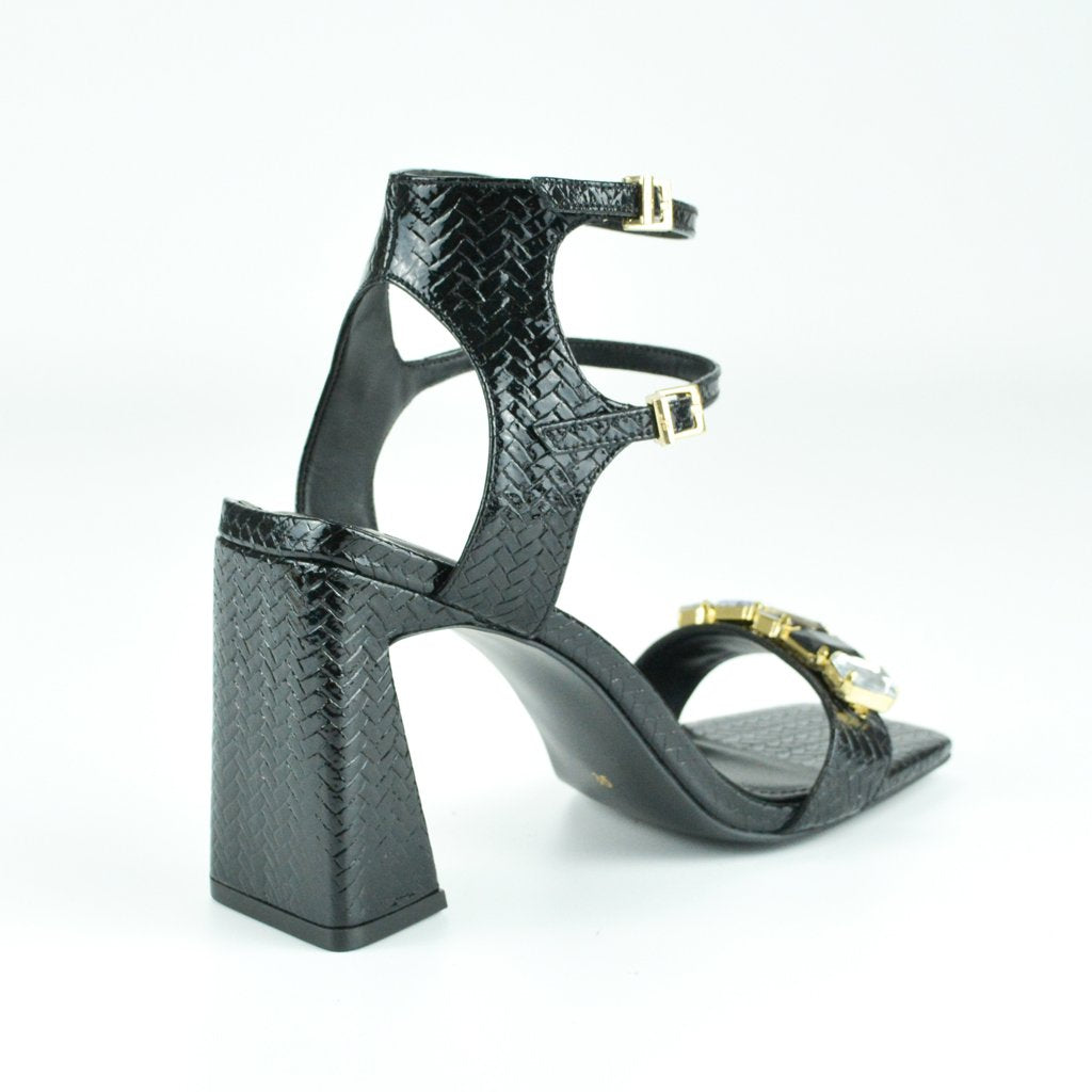 Jorge Bischoff Rhinestone Leather Sandal