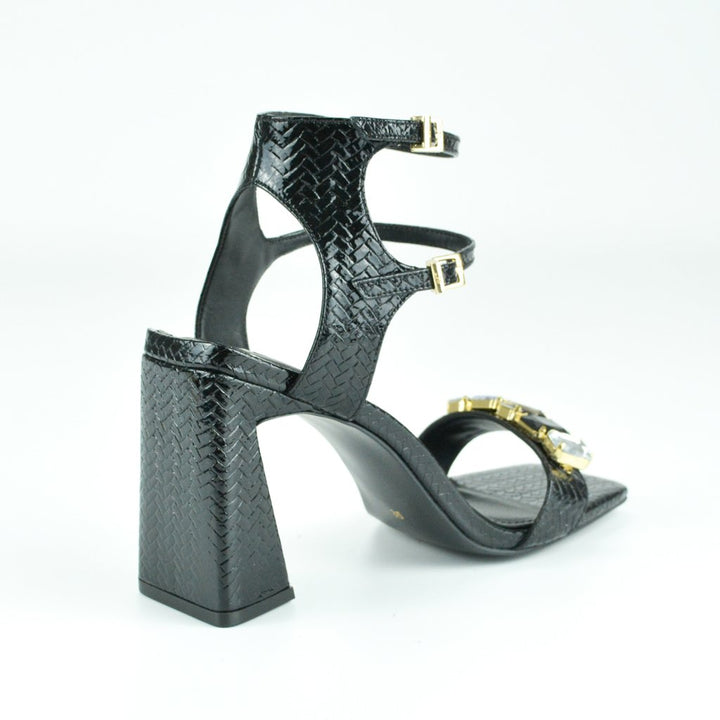 Jorge Bischoff Rhinestone Leather Sandal