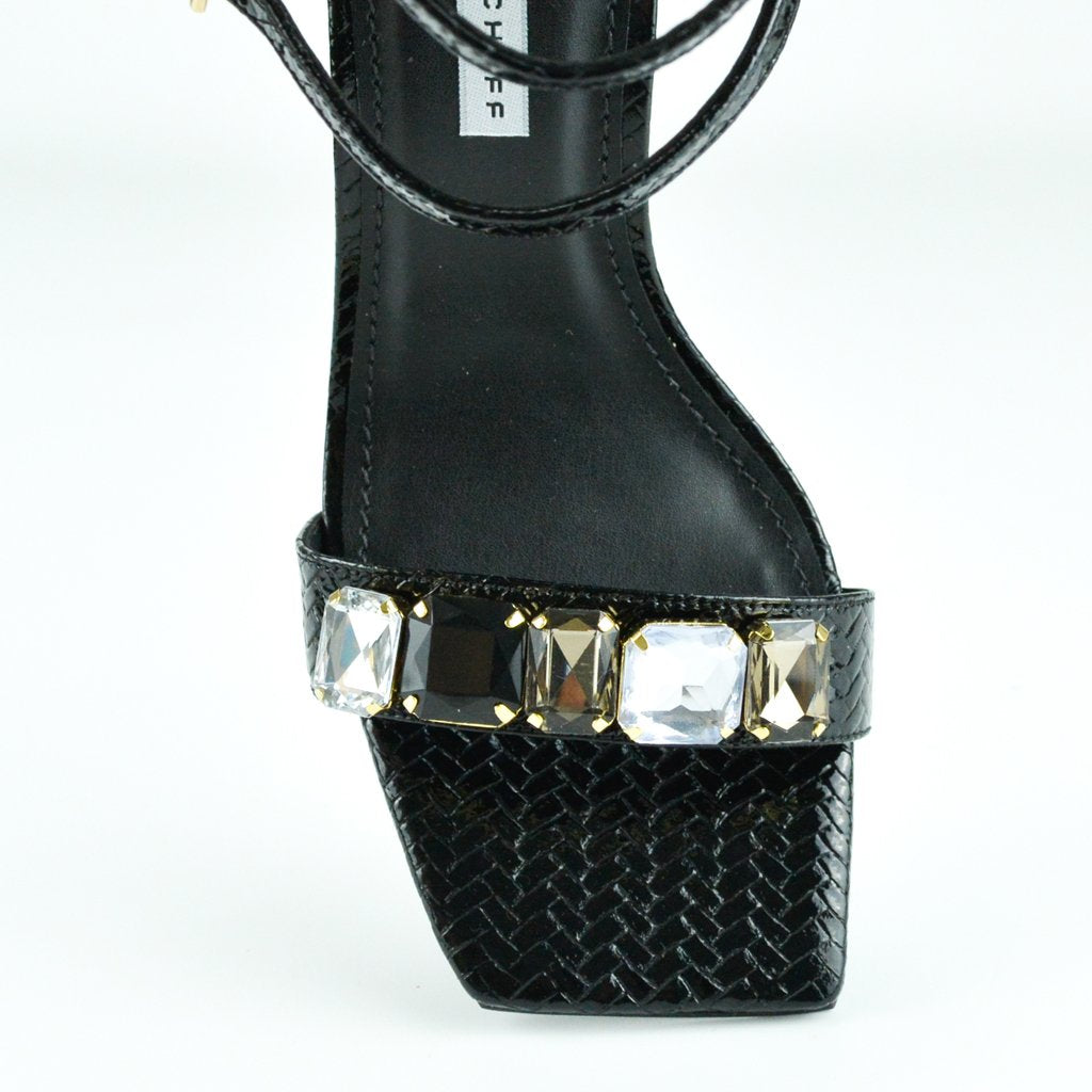Jorge Bischoff Rhinestone Leather Sandal