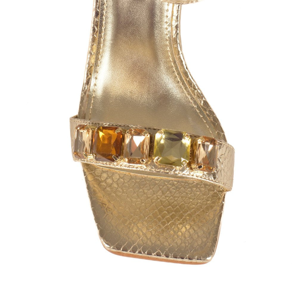 Jorge Bischoff Rhinestone Leather Sandal