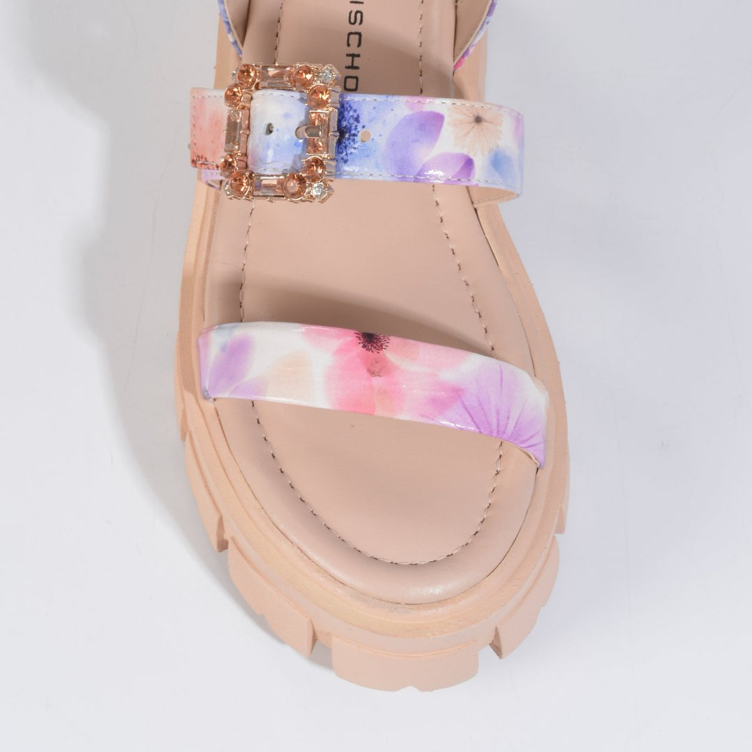 Jorge Bischoff Floral Leather Tractor Sandal