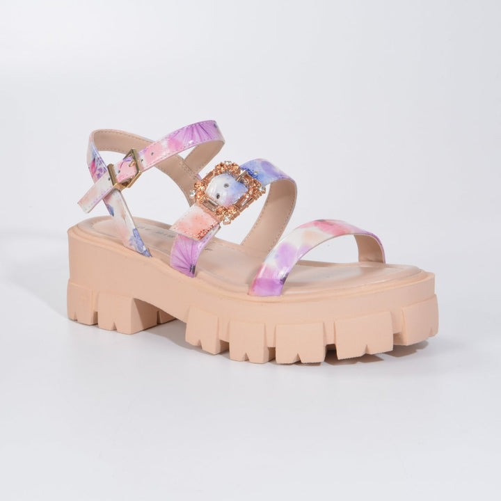 Jorge Bischoff Floral Leather Tractor Sandal