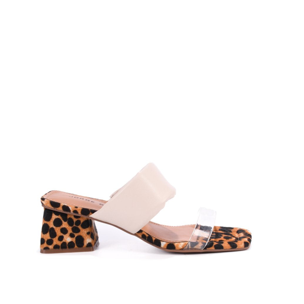 Tamanco Couro Animal Print Jorge Bischoff