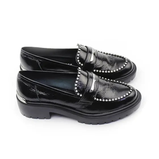 Rhinestone Leather Loafer